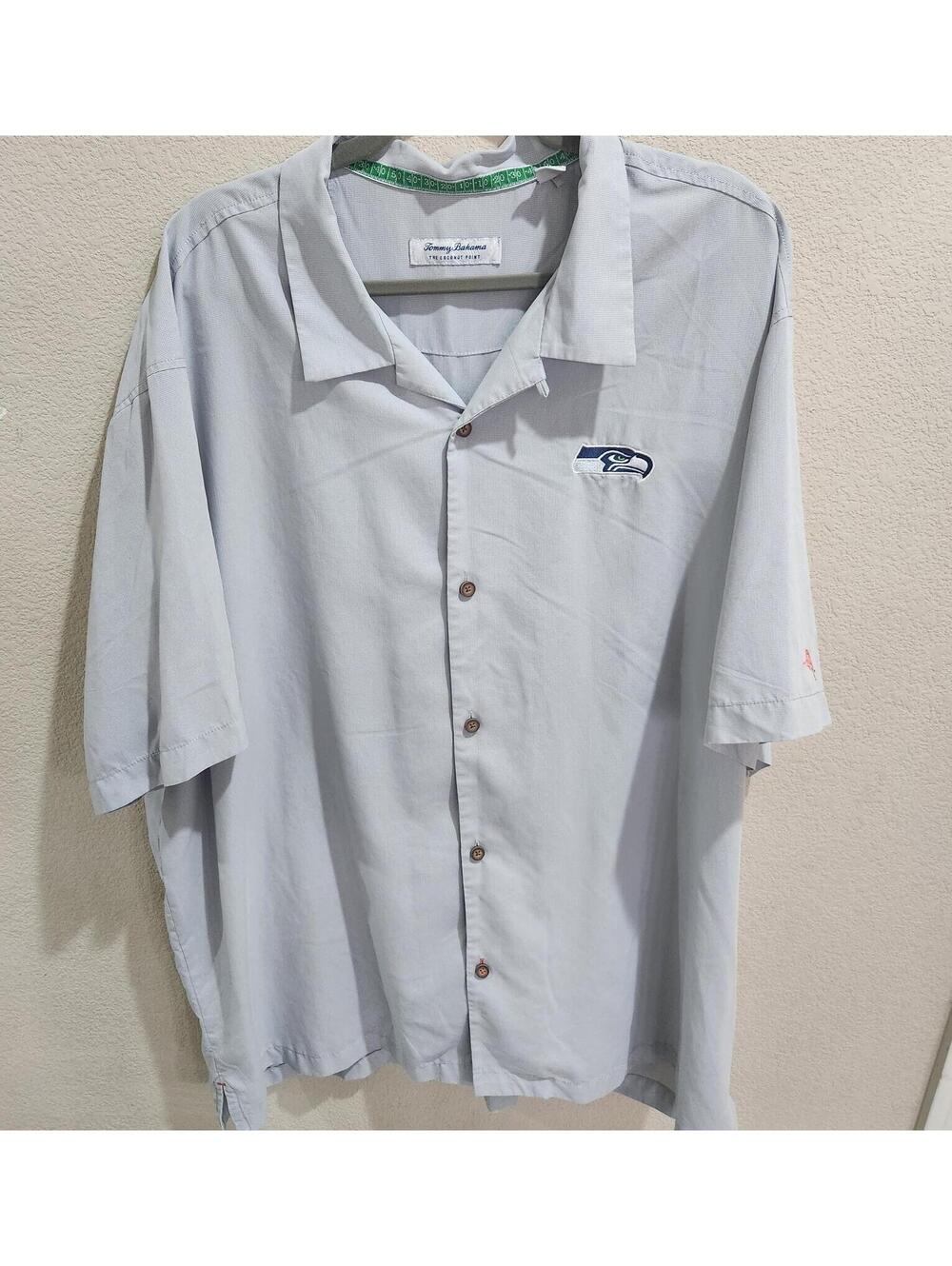 Sz 3XL NFL Seattle Seahawk Tommy Bahama Shirt Embroidered Coconut Point Gray